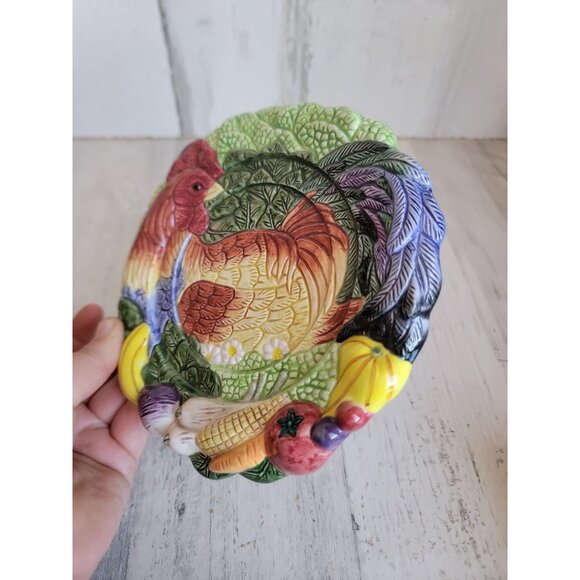 Fitz Floyd classic rooster fruit vegetable plate xmas decor - Picture 3 of 5